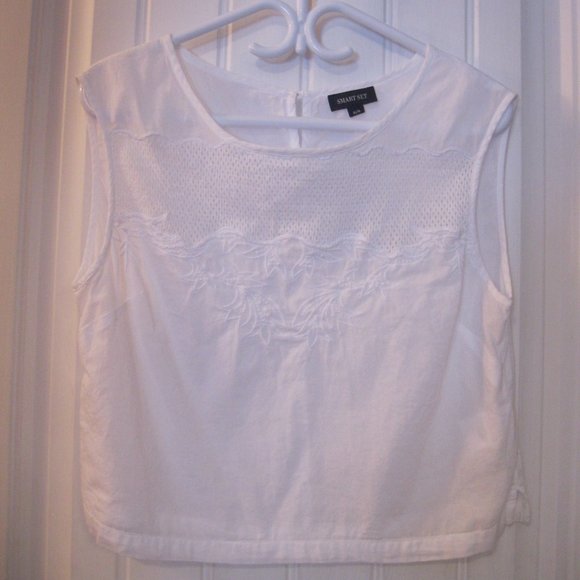 Smart Set Women's Crop Top Medium Cotton White - Picture 2 of 6